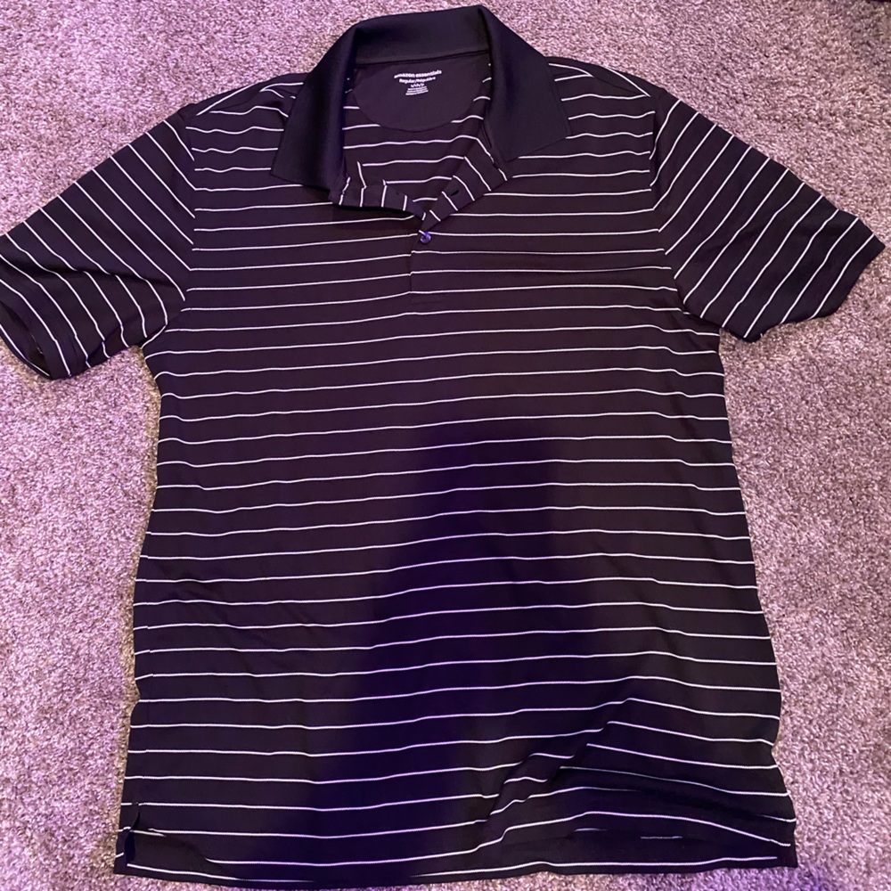 black and white stripped polo